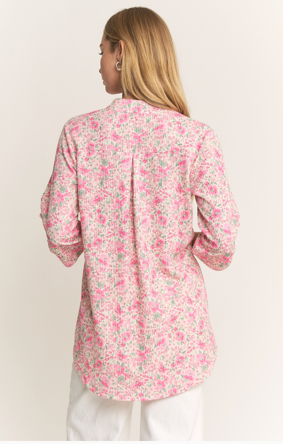 Roll Tab V-Neck Top