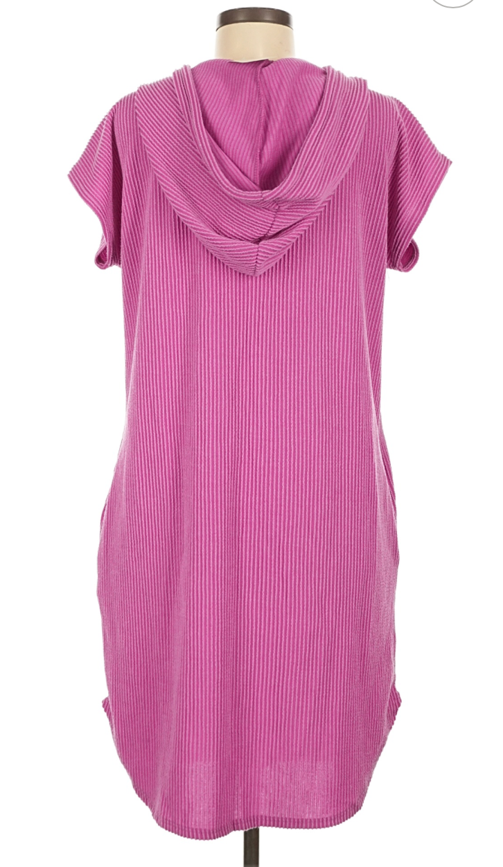 Ribbed Knit Hoodie Dress