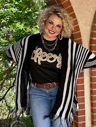 Tanya Black & White Striped Kimono