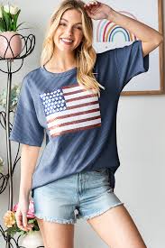 Ribbed American Flag Tee