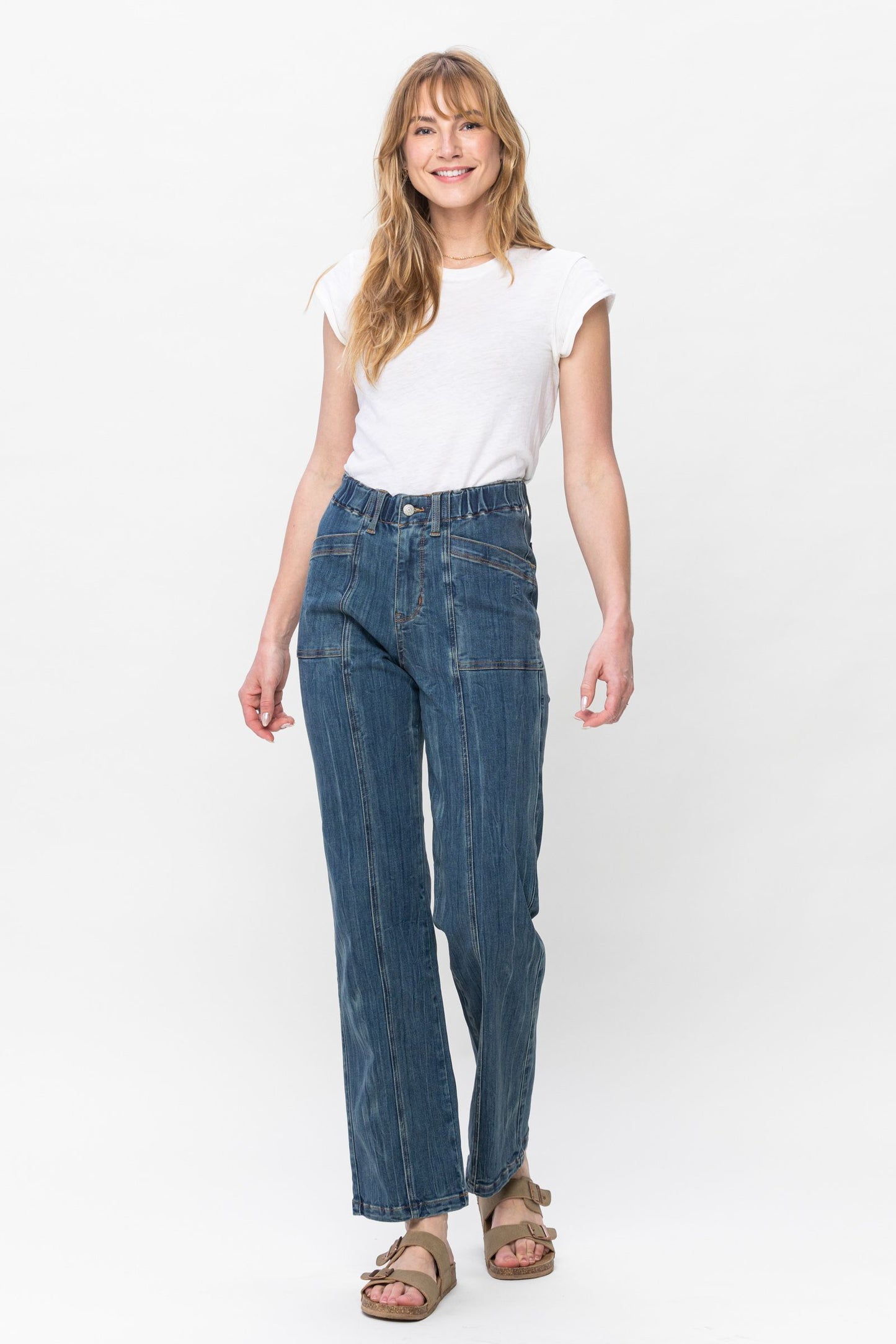 Vintage Elastic Waist Straight