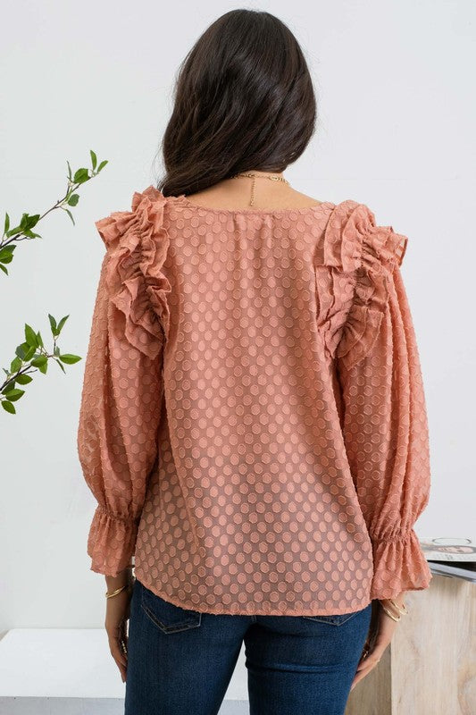 RUFFLE DOTTED BLOUSE