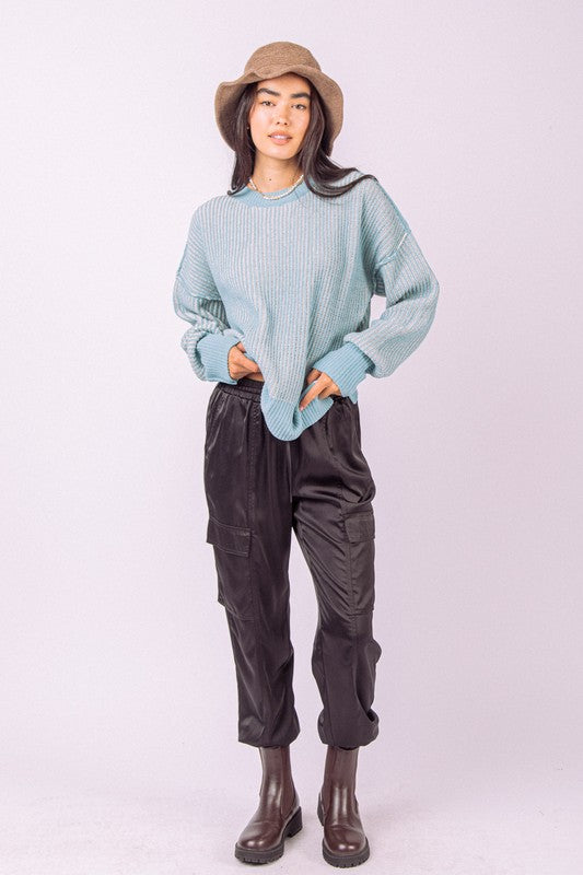 Satin Soft Shiny Cargo Jogger Pants