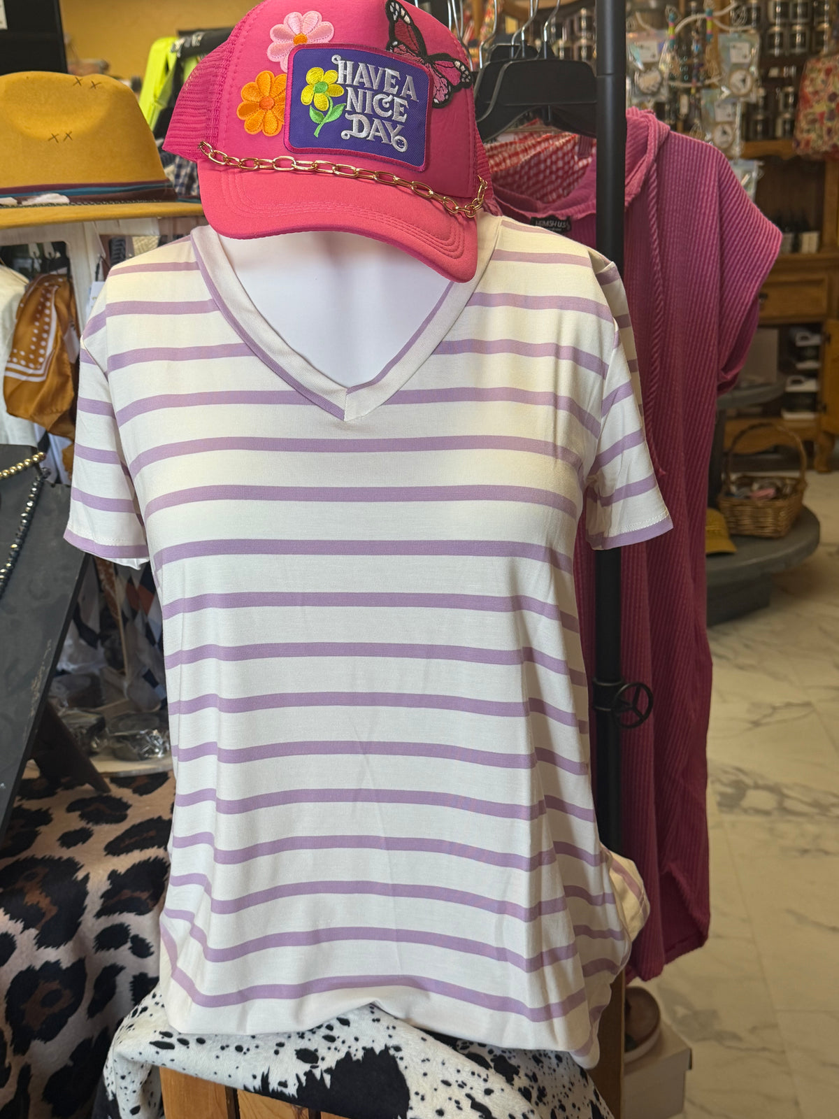 V-Neck Stripey Tee