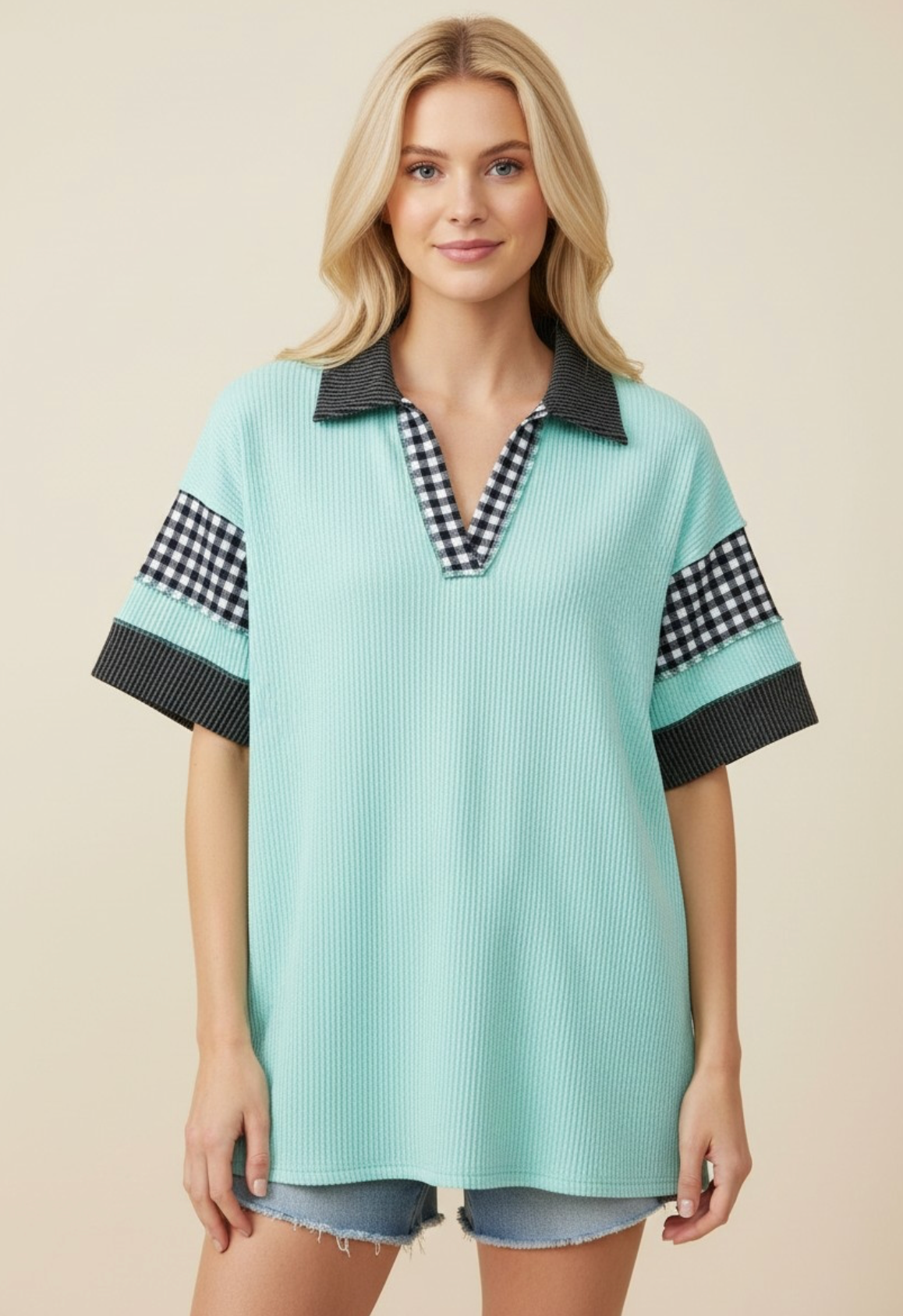 Sporty Check Top - Mint