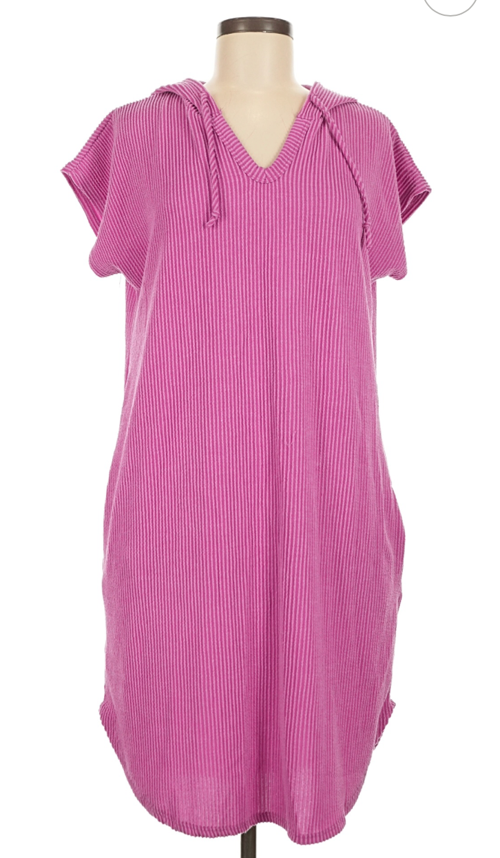 Ribbed Knit Hoodie Dress