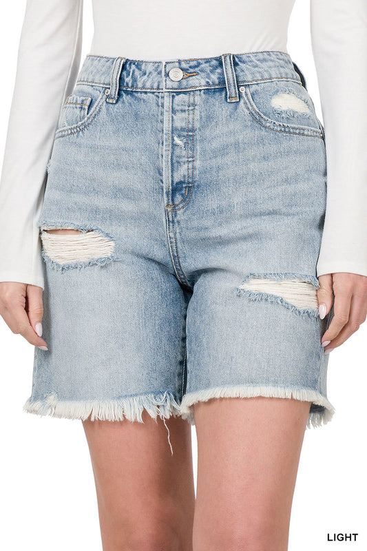 DISTRESSED DENIM SHORTS