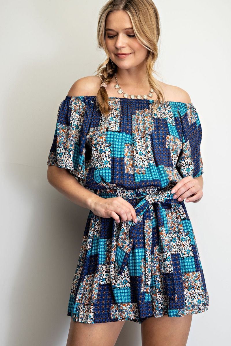 Boho Printed Off Shoulder Romper