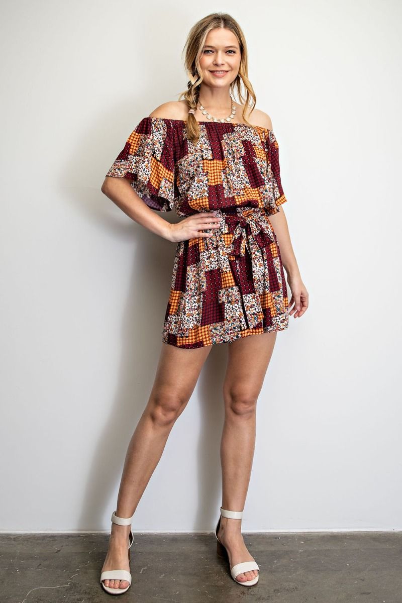 Boho Printed Off Shoulder Romper