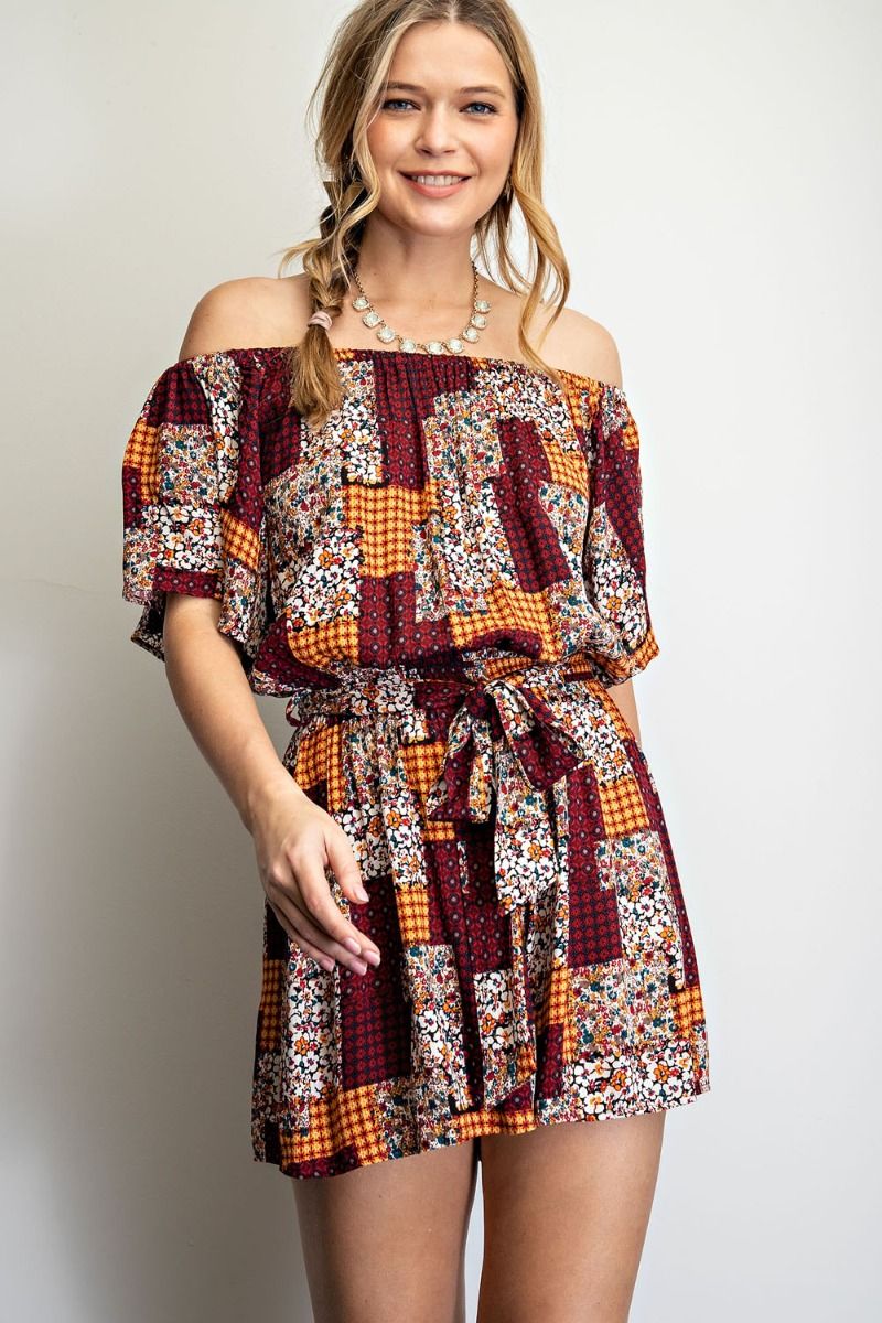 Boho Printed Off Shoulder Romper