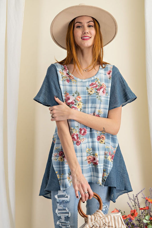 Printed Hem Tunic Top