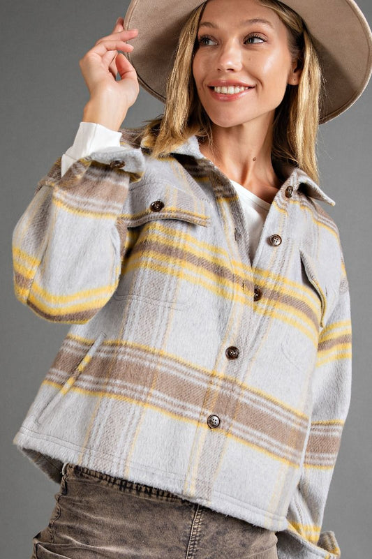 BRUSHED PLAID SHACKET