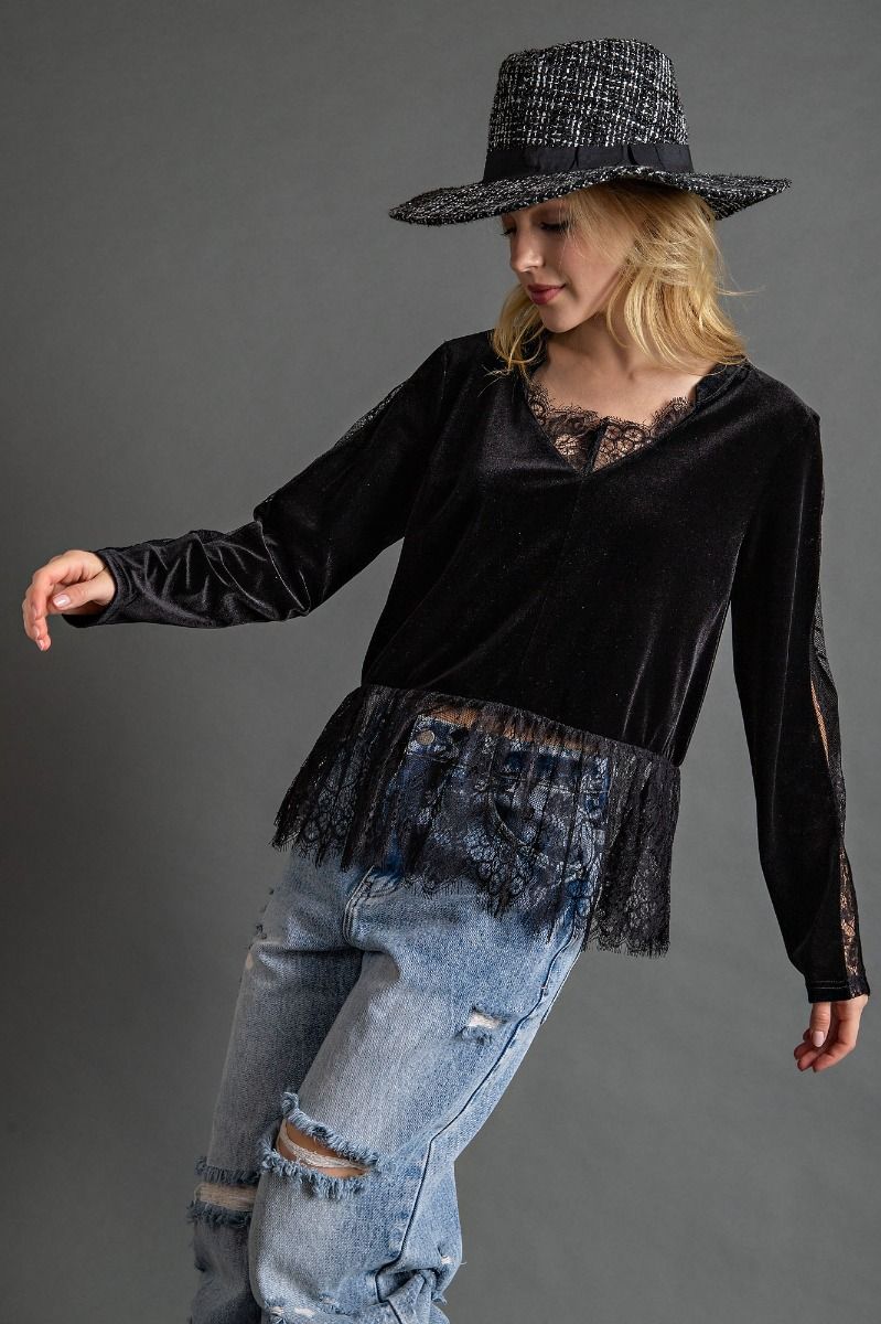 VELVET LONG SLEEVE TOP