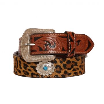 FANCIFUL HAND-TOOLED LEATHER BELT